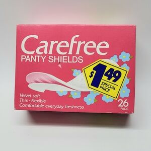 New Vintage Carefree Velvet Soft Thin Flexible Panty Shields 26 Pads